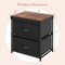Black 2-Drawer Fabric Dresser Nightstand with Metal Frame and MDF Top 16 Inch - Set of 2